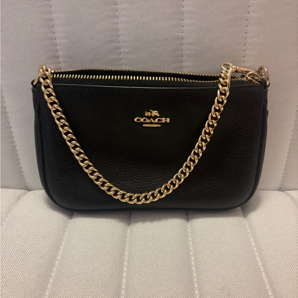 Coach Black Clutch with Gold Chain